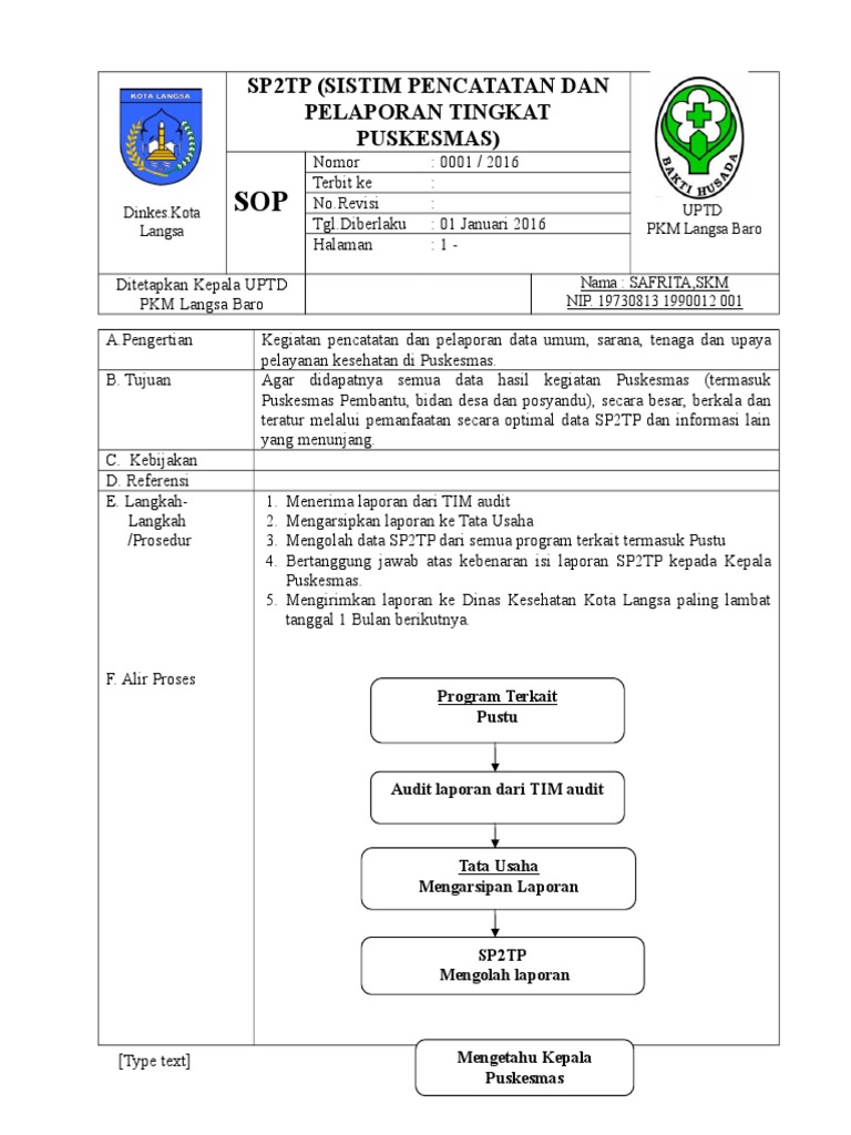 Prosedur SP2TP di Puskesmas Langsa | PDF | Bisnis