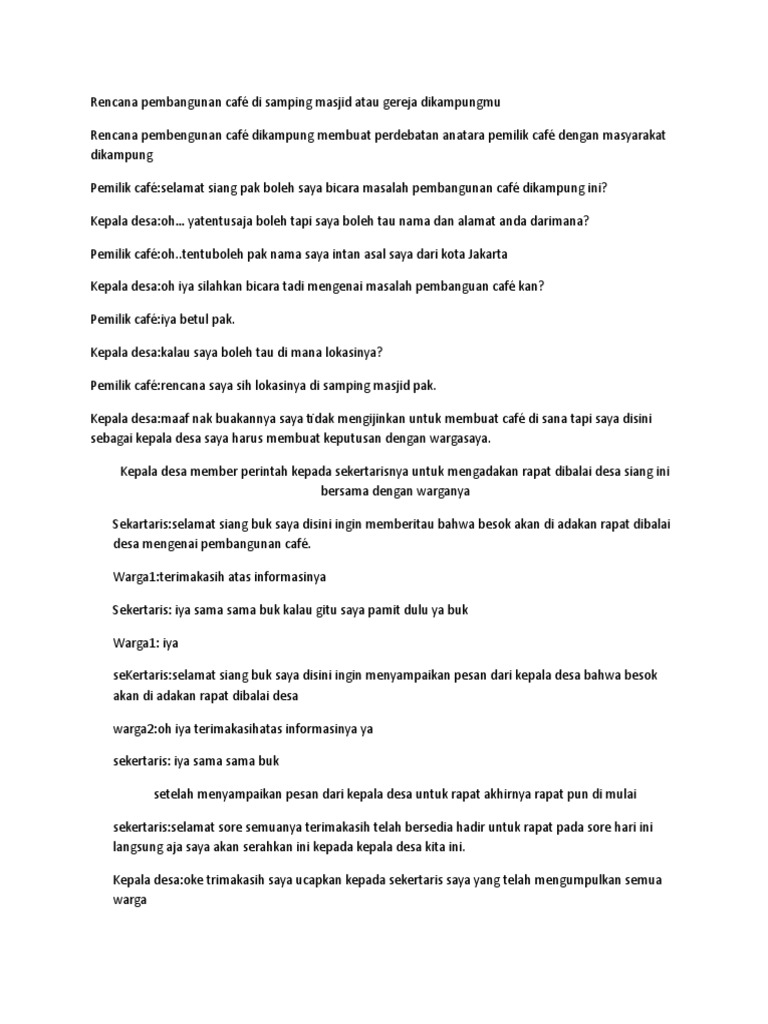 Contoh Teks Negosiasi Dalam Bentuk Narasi Singkat