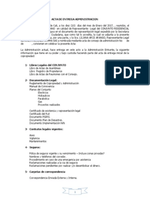 Acta de Entrega Guadalupe Alto | PDF | Condominio | Seguro