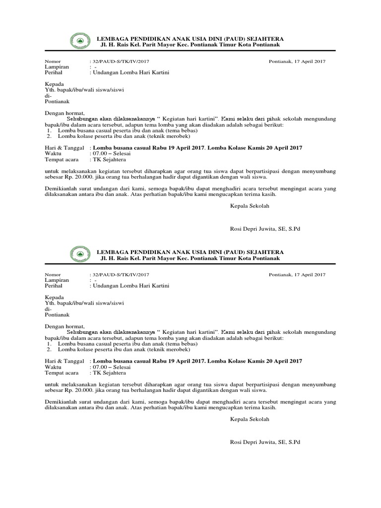 Lembaga Pendidikan Anak Usia Dini Paud Sejahtera Jl H