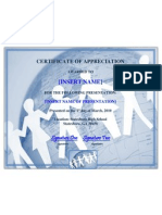 SAMPLE - Certificate For Presentation