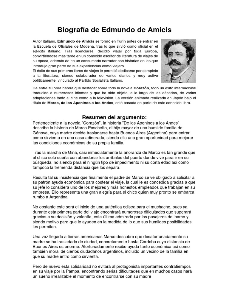 Biografía de Edmundo de Amicis