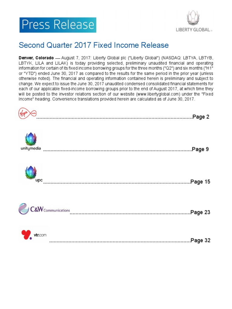 Q2 2017 Fixed Income Financial Report | PDF | Expense | Euro