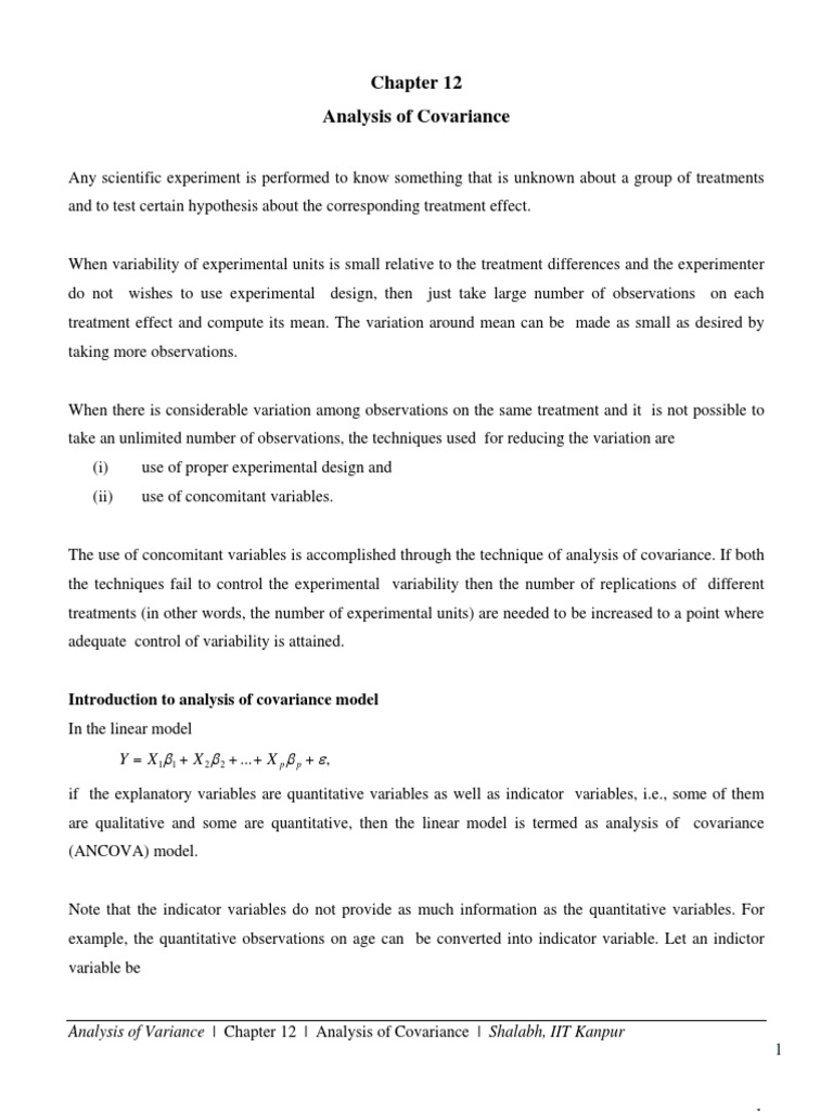 Understanding Analysis of Covariance | PDF | Analysis Of Covariance ...