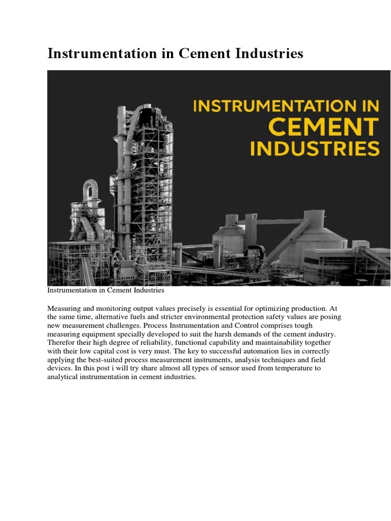 Instrumentation in Cement Industries PDF Cement Building Engineering