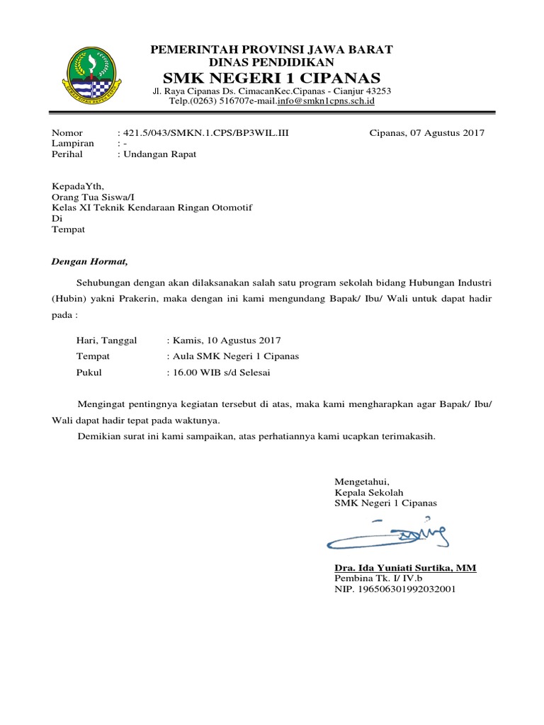 Surat Undangan Rapat 2017 2018