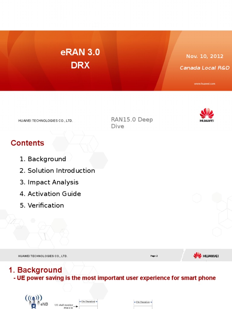 eRAN 3.0 DRX: RAN15.0 Deep Dive | PDF | Frequency | Electronics
