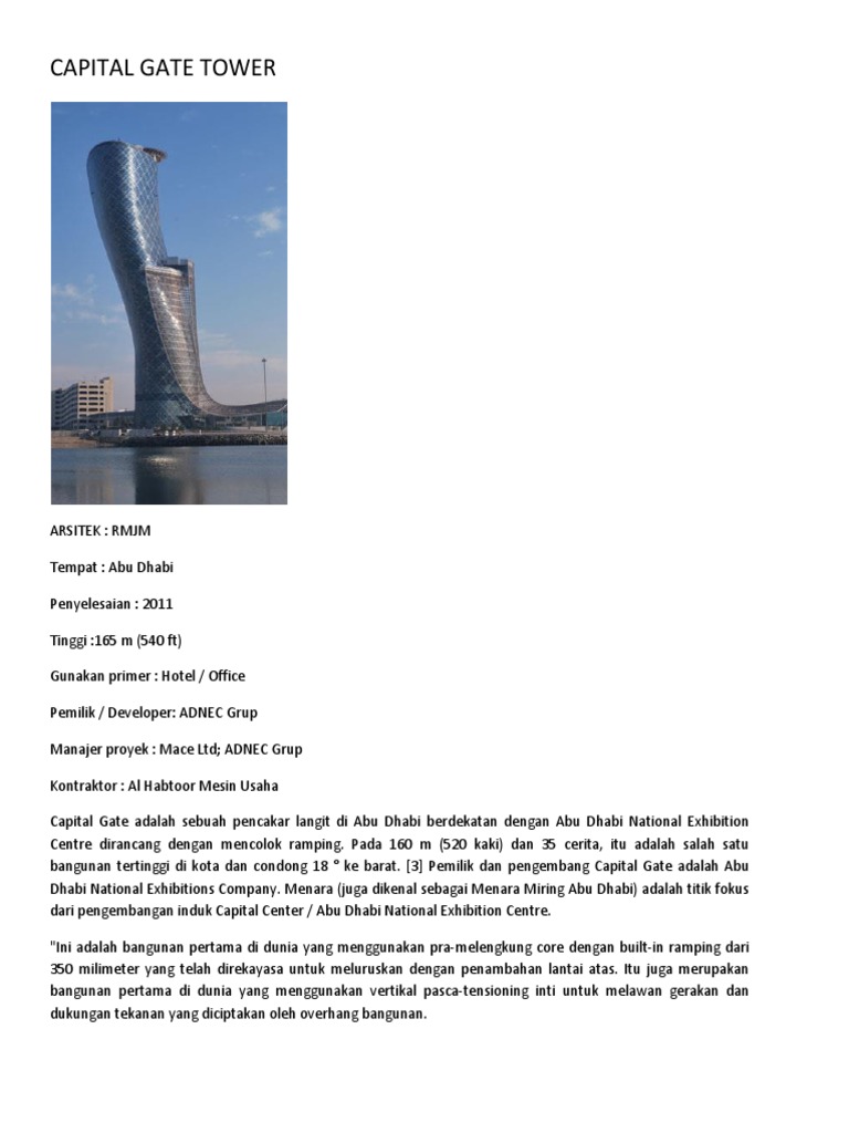Menara Capital Gate di Abu Dhabi | PDF