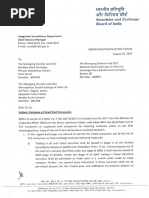 Sebi Letter to Exchanges and Depositories on Shell Companies - 7 August 2017