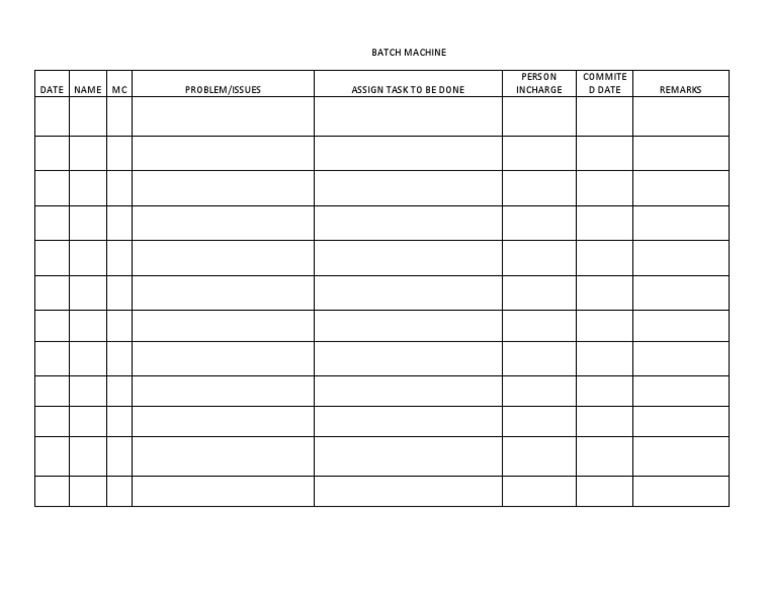 Batch Machine Task Management Log | PDF
