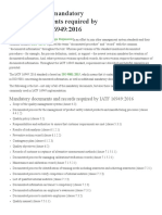 IATF 16949 - 2016 - List of Mandatory Documents