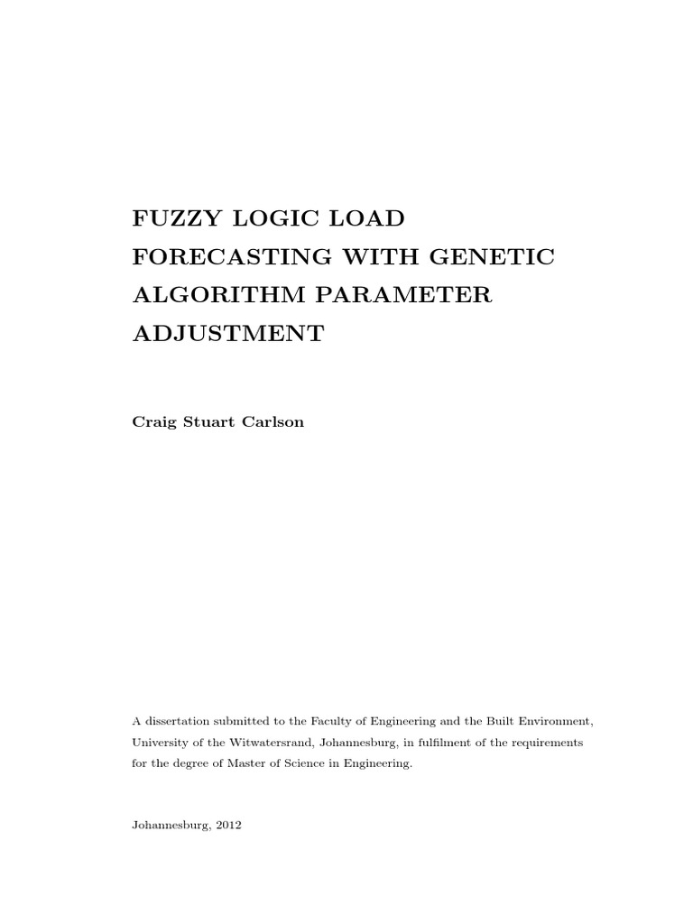 Fuzzy Logic Load Forecasting With Genetic Algorithm Parameter ...