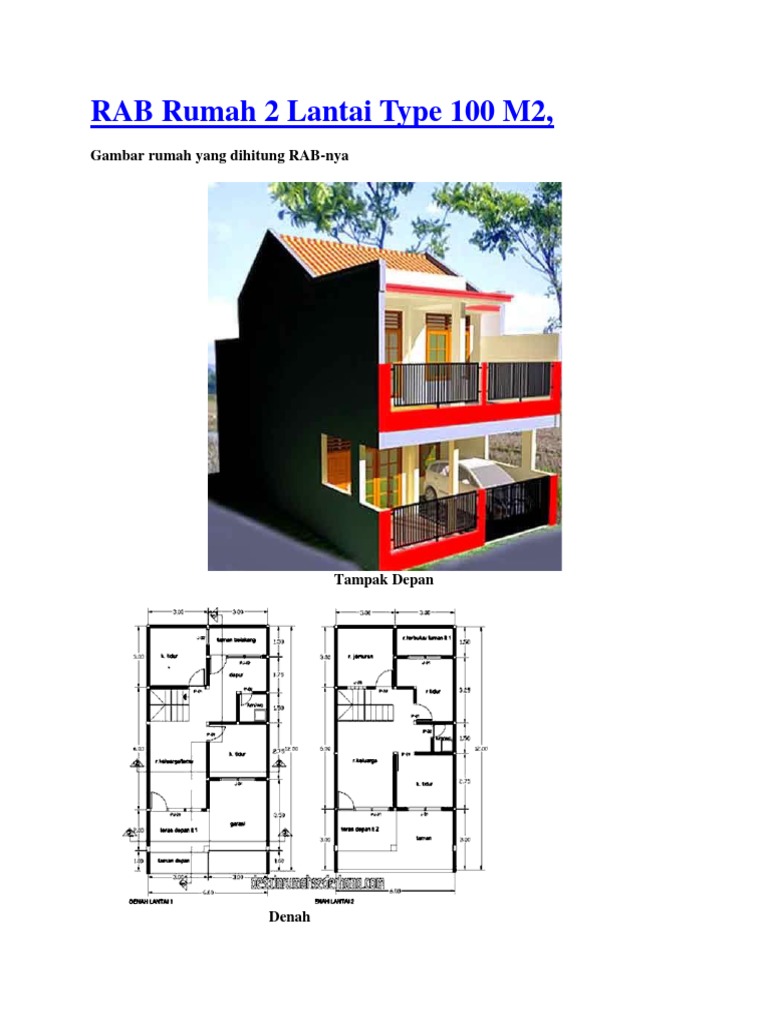 RAB Rumah 2 Lantai Type 100 M2 PDF RAB Rumah 2 Lantai Type 100 M2 PDF