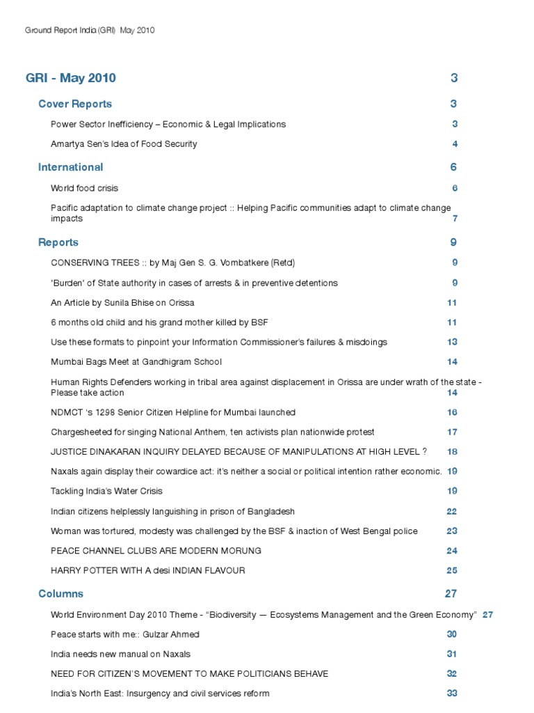 The Ground Report India - 2010 May Edition PDF | PDF | Power Station ...