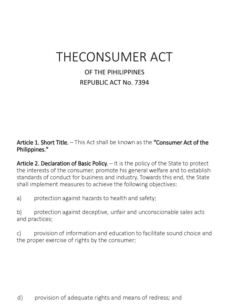 The Consumer Act PDF Final Good Packaging And Labeling
