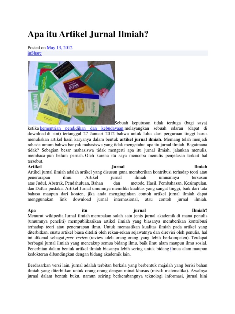 Apa Itu Artikel Jurnal Ilmiah Pdf