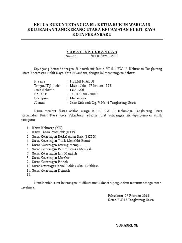 Contoh Surat Izin Rt Detil Gambar Online