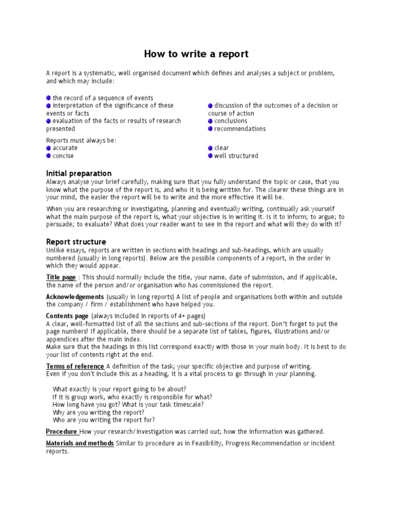How To Write A Report | PDF | Essays | Argument