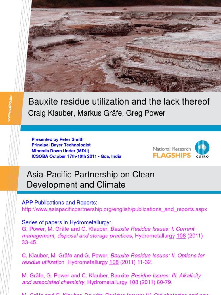 Bauxite Residue Utilization and The Lack Thereof Klauber 2011 PDF