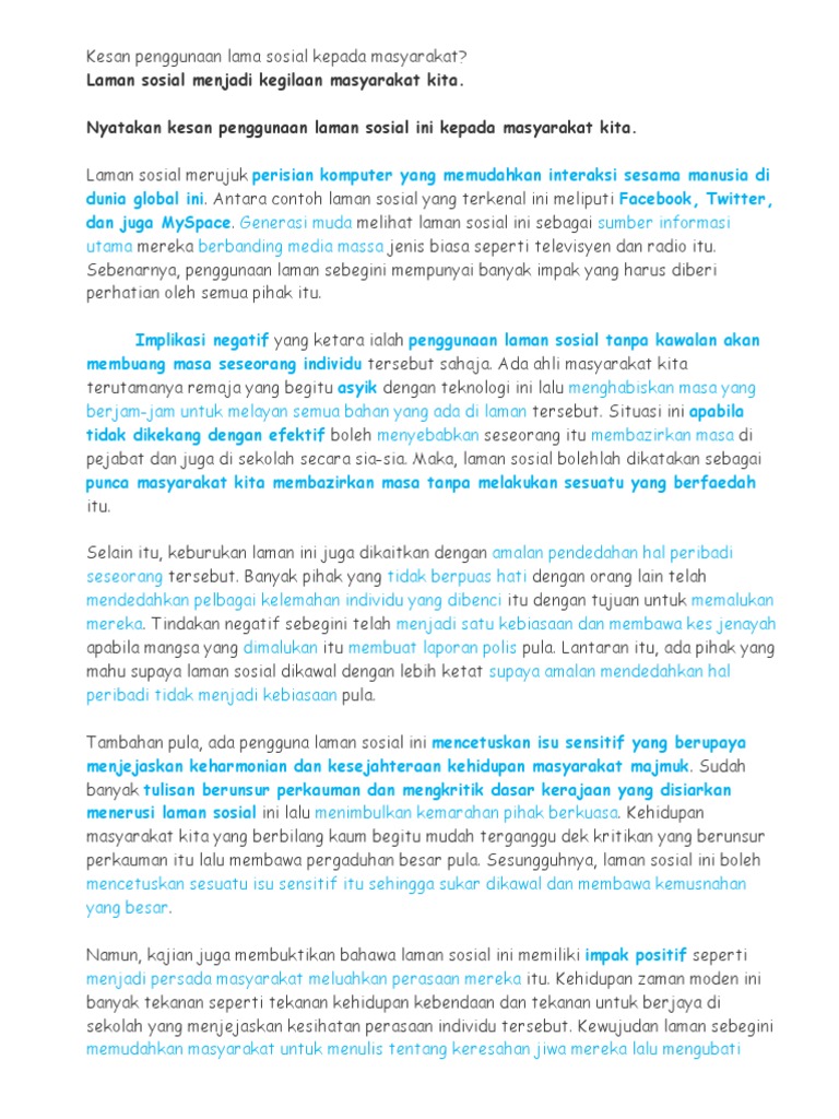Kesan Penggunaan Lama Sosial Kepada Masyarakat Pdf