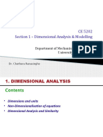 CE 5202 Section 1 - Dimensional Analysis & Modelling: Department of Mechanical Engineering University of Moratuwa
