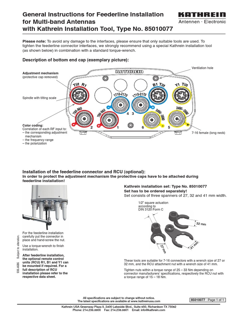 General Instructions For Feederline Installation For MultiBand