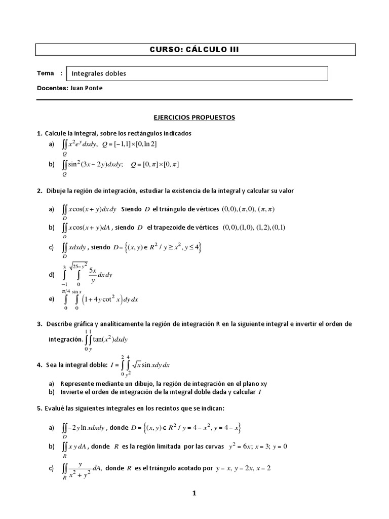 U2 S1 S2 Integrales Dobles Pdf Integral Geometria