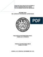 Yessica Mejía - Informe Final Del Ejercicio de Práctica Supervisada, Realizado en Distribuidora Rosy