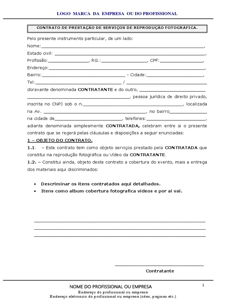 Modelo Contrato Fotos