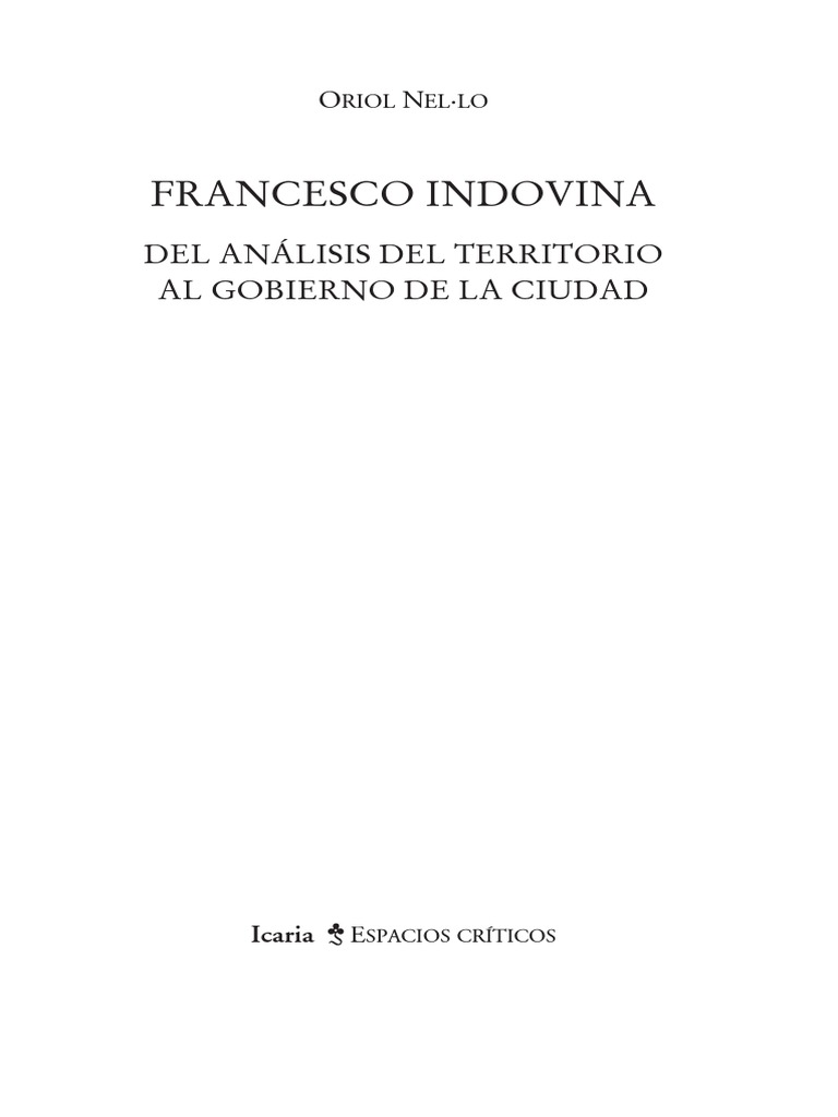 Francesco Indovina PDF PDF Autor Urbanismo