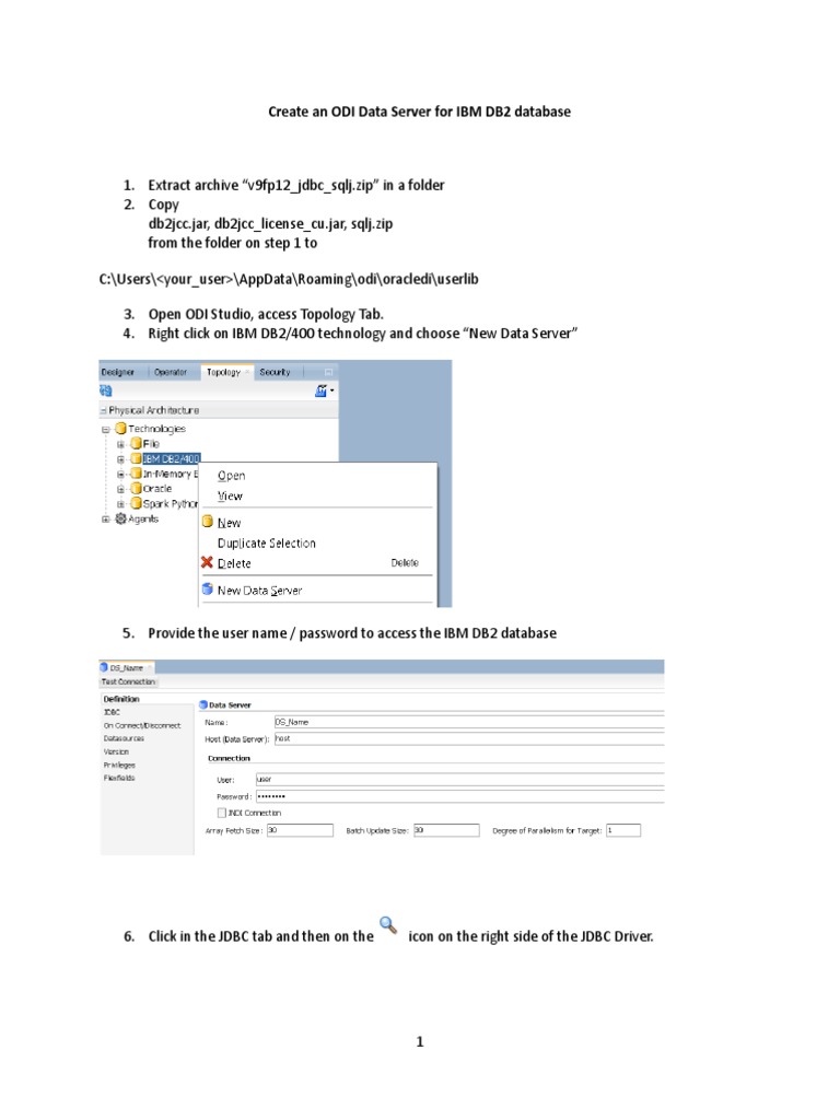 Configure ODI Data Server for IBM DB2 | PDF