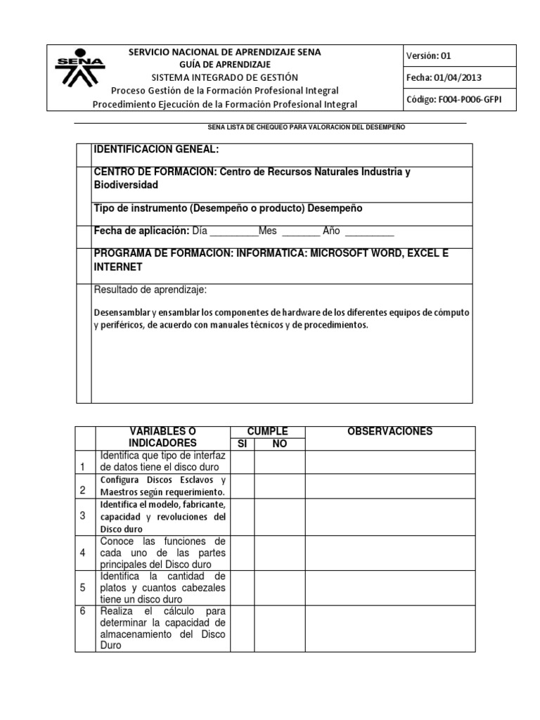 LISTA DE CHEQUEO DE DESEMPE+æO-disco-duro
