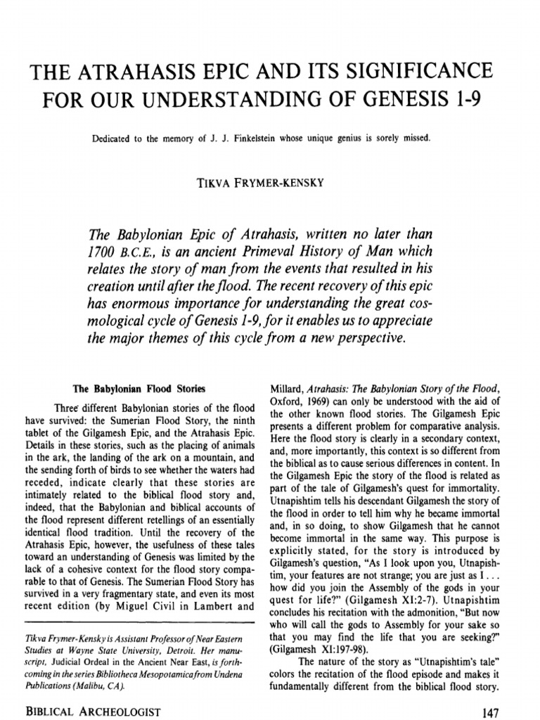 FrymerKensky Atrahasis Epic and Genesis 19 PDF Flood Myth