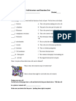 Cell Structure and Function Test Worksheet