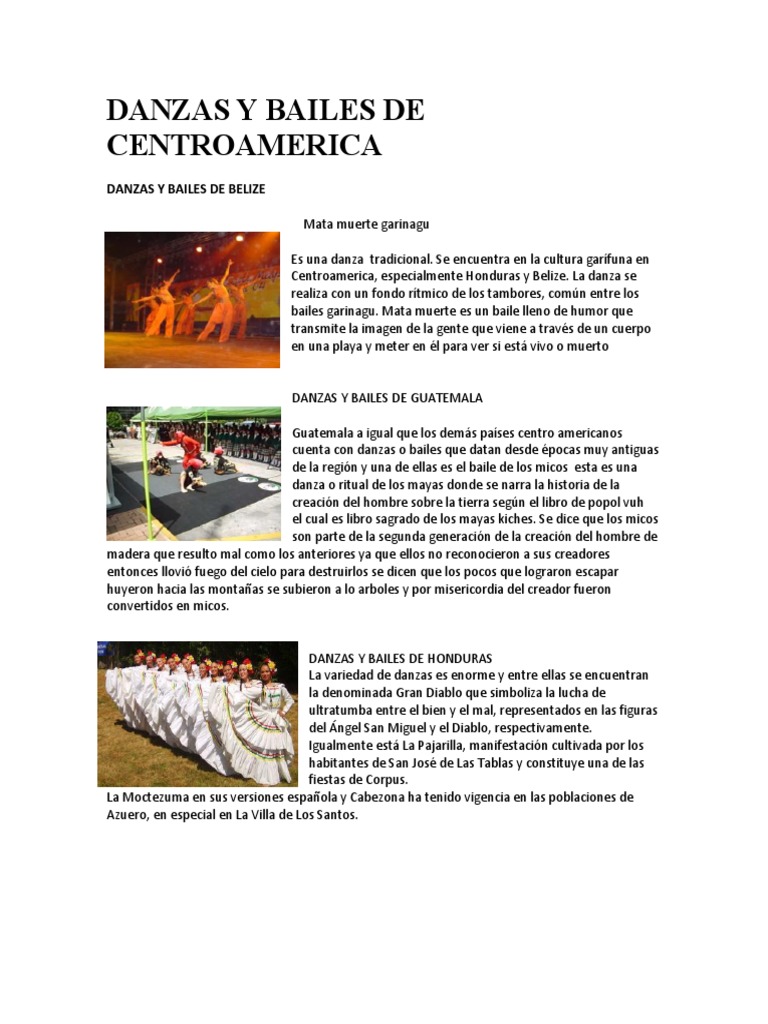 Danzas y Bailes Tradicionales de Centroamérica | PDF | Bailes ...