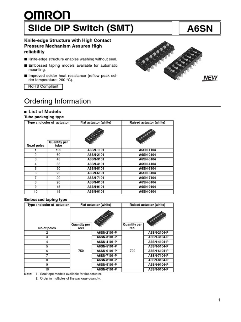 Dip Switch (Switch Multiple) Datasheet Switch Manufactured Goods