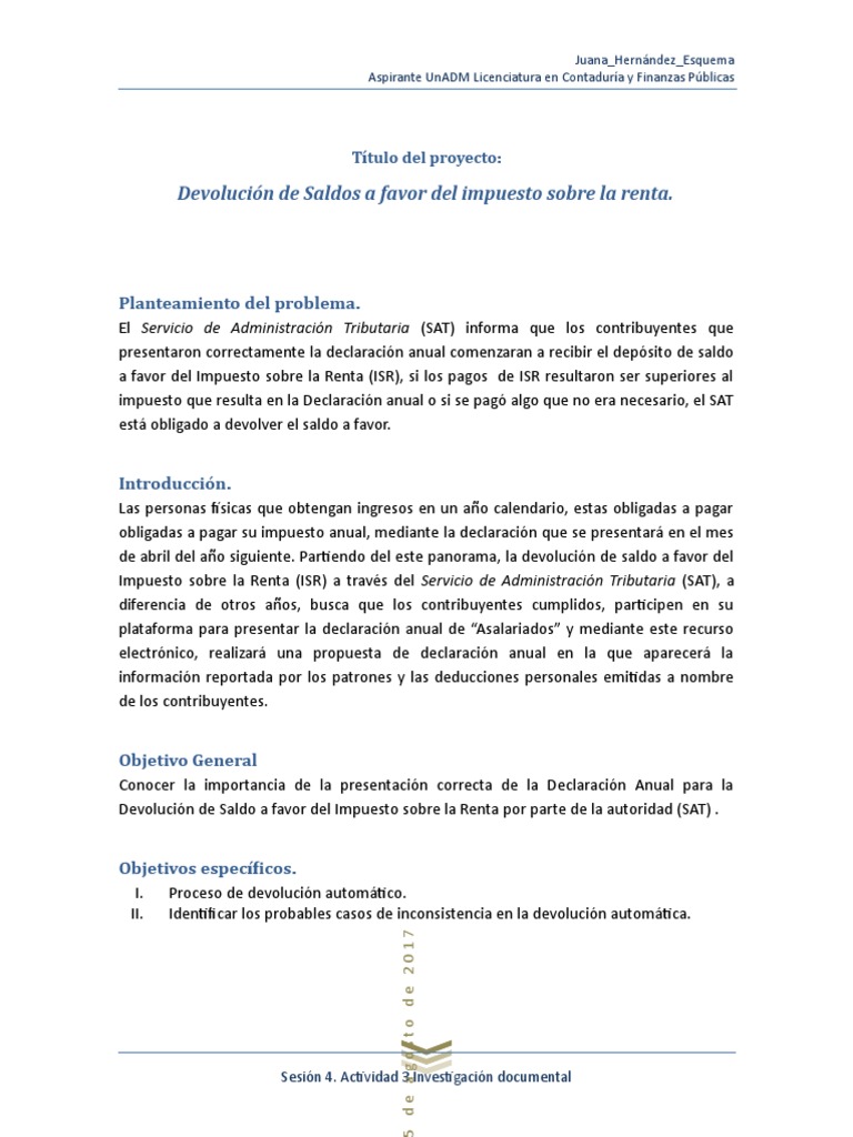 Devolución de ISR: Proceso y Requisitos | PDF | Impuesto sobre la renta ...