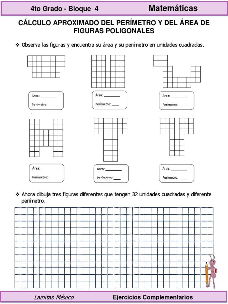 neutral comprador Pulido 4to Grado - Matemáticas - Perímetro y Área de Figuras | PDF