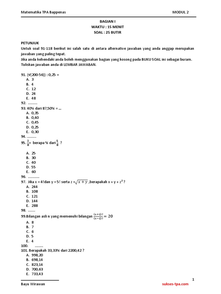 Soal Tpa Bappenas Modul 2
