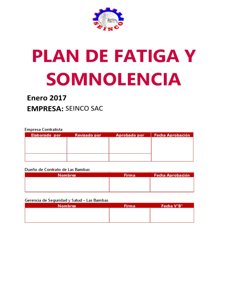 Plan de Prevención de Fatiga y Somnolencia | PDF | Ritmo circadiano ...