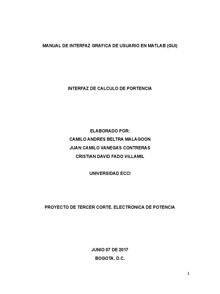 Manual de Interfaz Grafica de Usuario en Matlab | PDF | voltaje ...