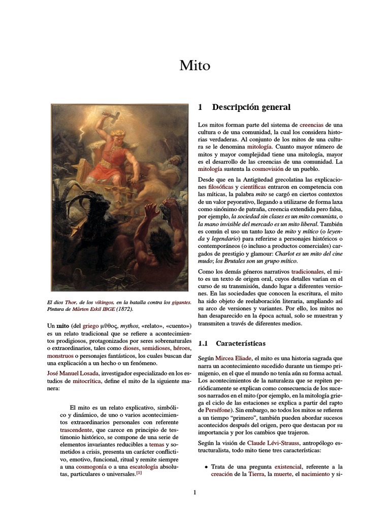 Características y funciones del mito | PDF | Mitología | Historias ...