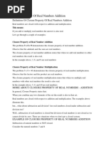 Closure Property of Real Numbers Addition