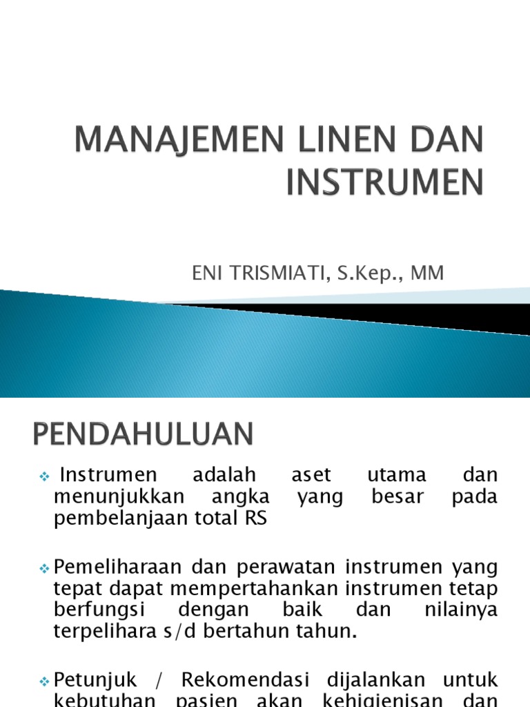 Manajemen Linen Dan Instrumen | PDF | Kesehatan Holistik | Sains ...