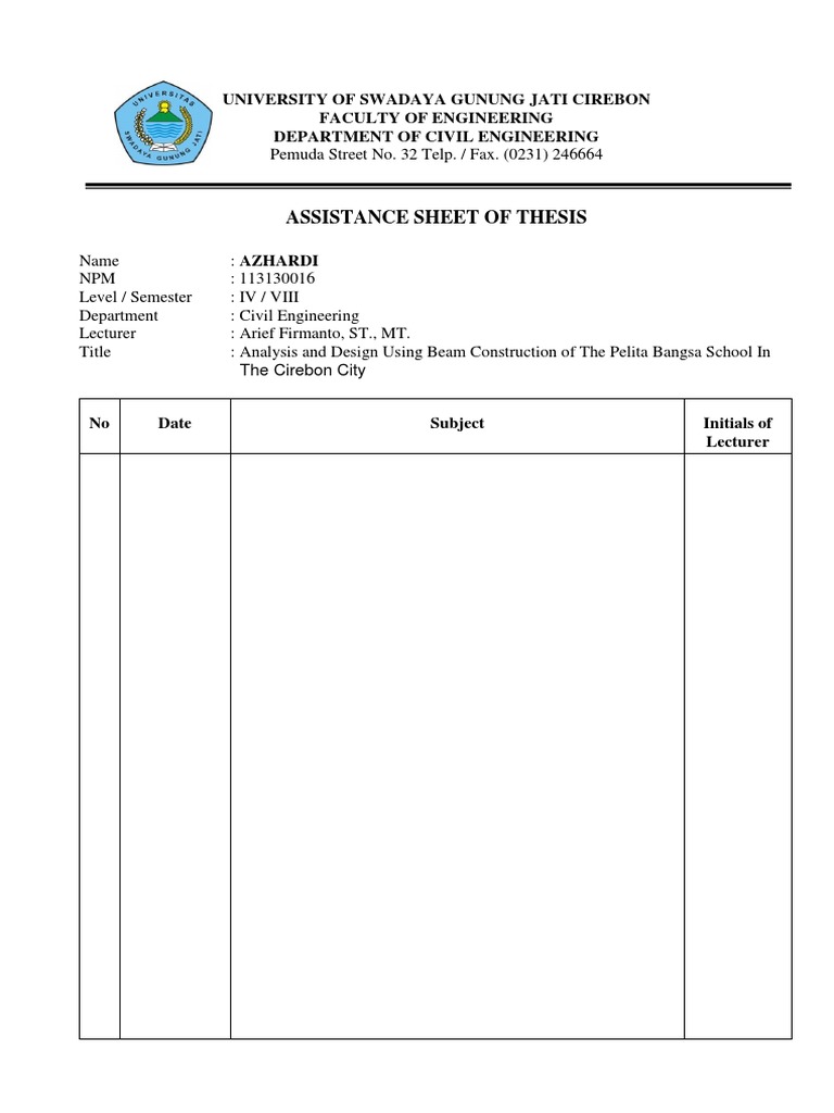 Thesis Assistance Sheet: Beam Design Analysis | PDF
