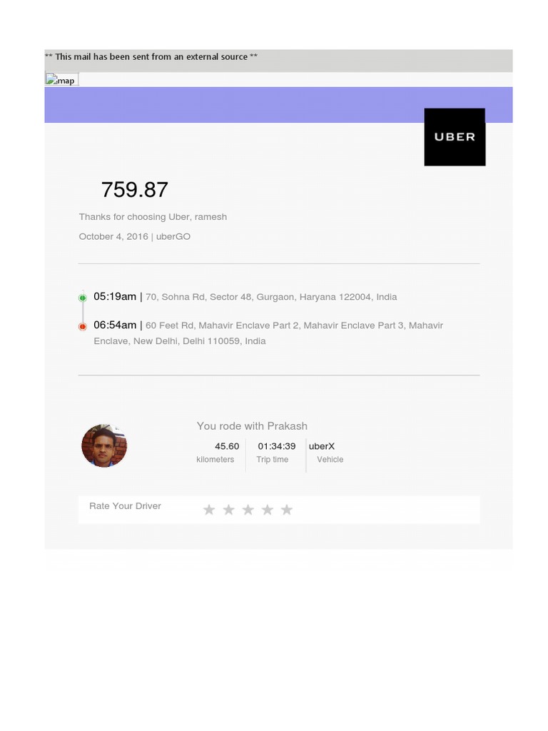 UBER Bill Format No Tolltax | PDF | Invoice | Transport