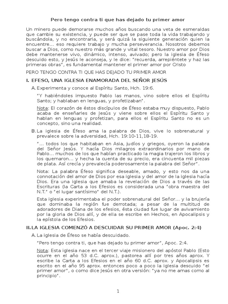 Pero Tengo Contra Ti Que Has Dejado Tu Primer Amor PDF Epístola a