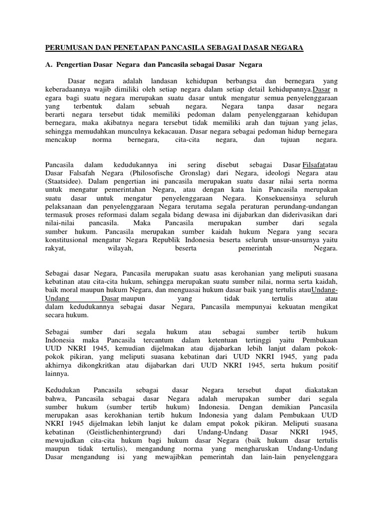 Sejarah Perumusan Dan Penetapan Pancasila Sebagai Dasar Negara Mudah