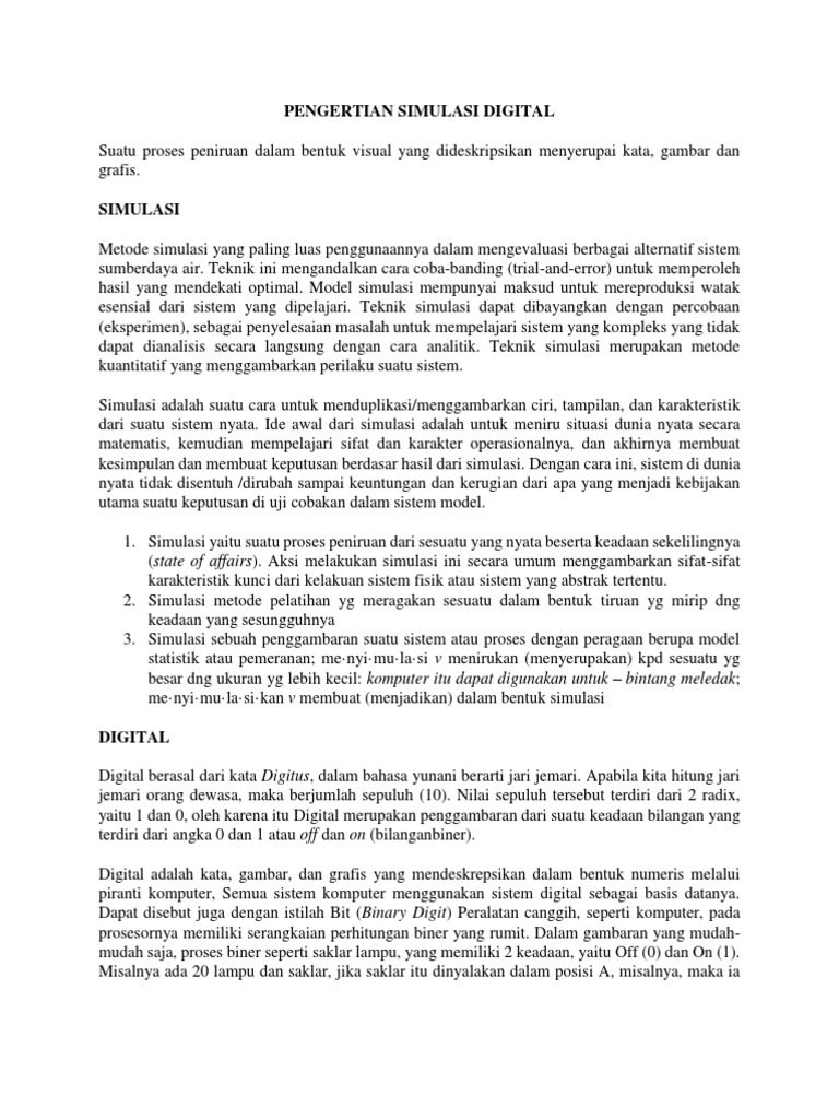 Pengertian Simulasi Digital