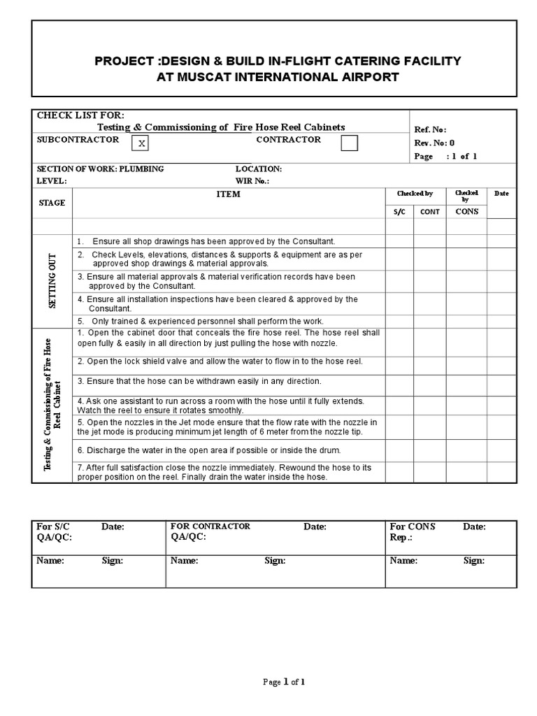 Featured image of post Testing And Commissioning Checklist For Plumbing Work shall be carried out by the site staff under the guidance of engineer and shall further be checked and approved by consultant